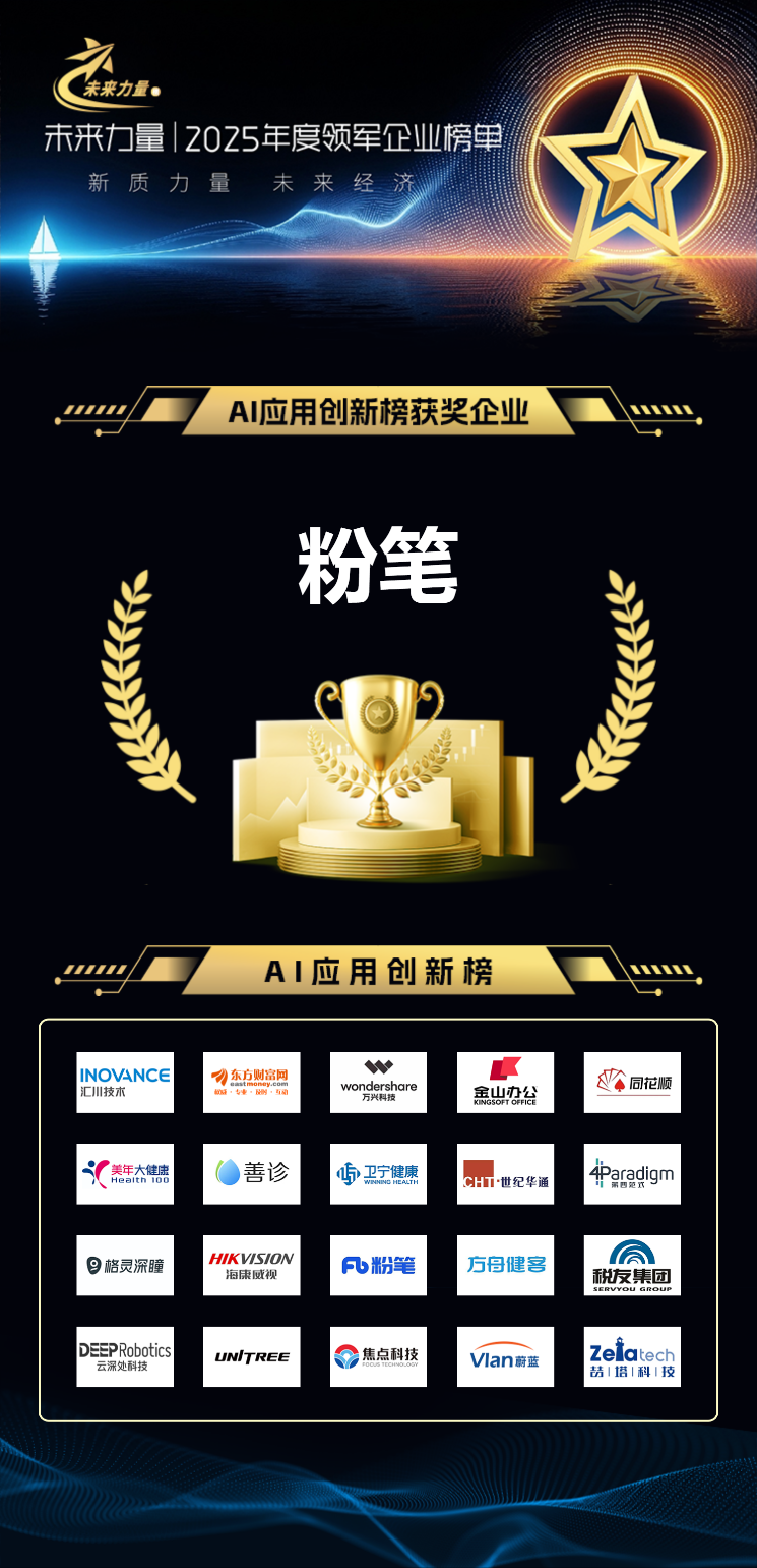 粉笔入选证券之星2025“未来力量”AI应用创新榜以垂域大模型重塑职业教育新范式